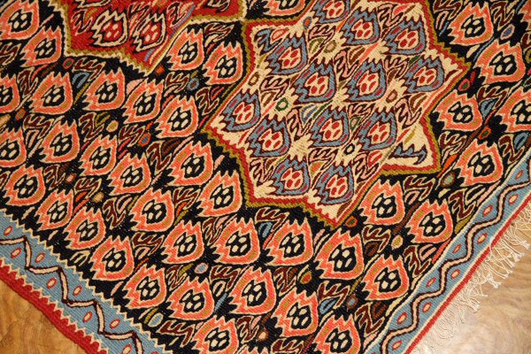 キリム玄関マットセネ産地イラン輸入46368、サイズ:100x77cm(フサ含まず)