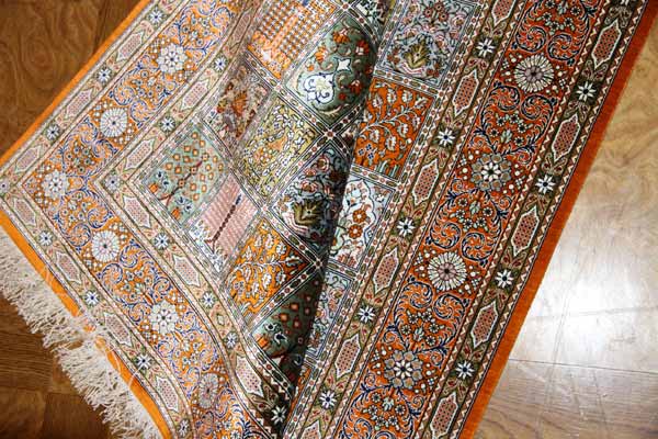 センターラグのペルシャ絨毯ヘシティー模様、イラン直輸入49079、サイズ:148x99cm(フサ含まず)