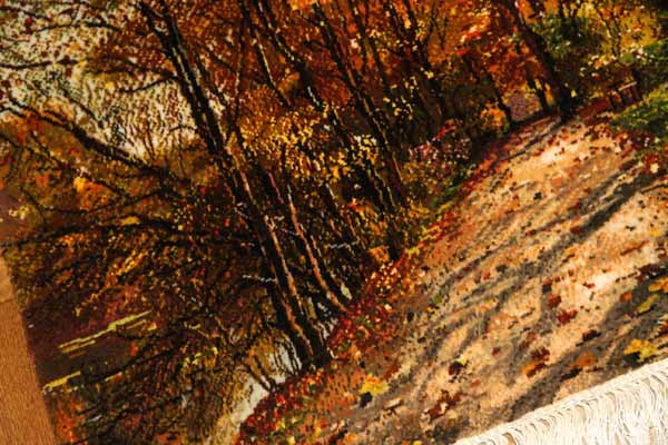 イランの森じゅうたん、ペルシャ絨毯タペストリータブリーズ自然風景49108、サイズ:70x46 CM