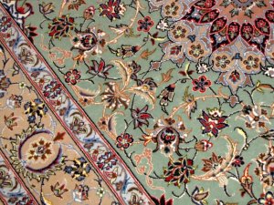 ENTESHARI工房手織りペルシャ絨毯46315、サイズ:202x130cm(フサ含まず)