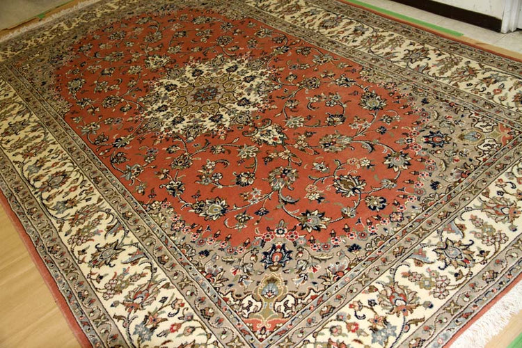 イラン輸入手織りペルシャ絨毯カシャン産地55371、サイズ:300x195cm(フサ含まず)