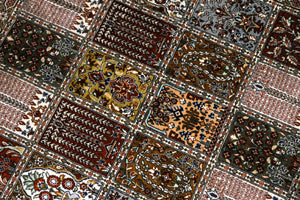 アンティーク風ペルシャ絨毯シルク、センターラグのヘシティー48064、 サイズ:153x99 CM
