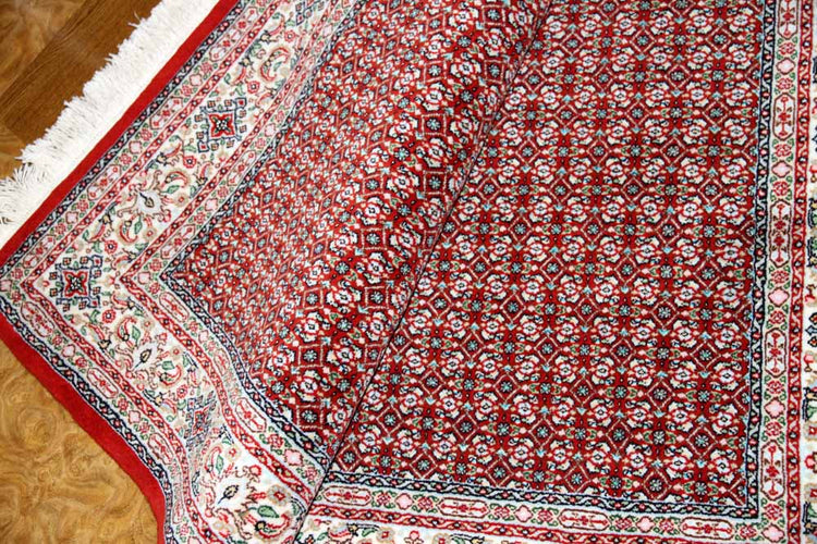 手織りペルシャ絨毯イラン製ムード産地センターラグサイズ188698、サイズ:145x100 CM (フサを含まず)