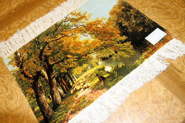 ペルシャ絨毯ピクチャ模様タブリーズ49107、サイズ:68x48cm(フサ含まず)