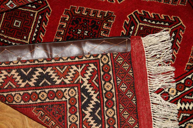 手織りペルシャ絨毯トルケマン産ウール玄関マット58506、サイズ:120x81cm(フサ含まず、
