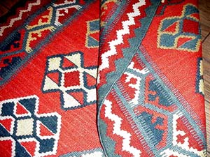 キリムキッチンマットアクセントラグ189000、サイズ:222x90cm(フサ含まず)