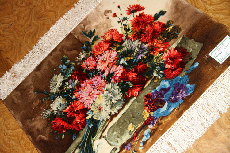 花絨毯ペルシャ絨毯フラワーデザイン50108、じゅうたんの花、花のジュウタン,サイズ:76x58 CM
