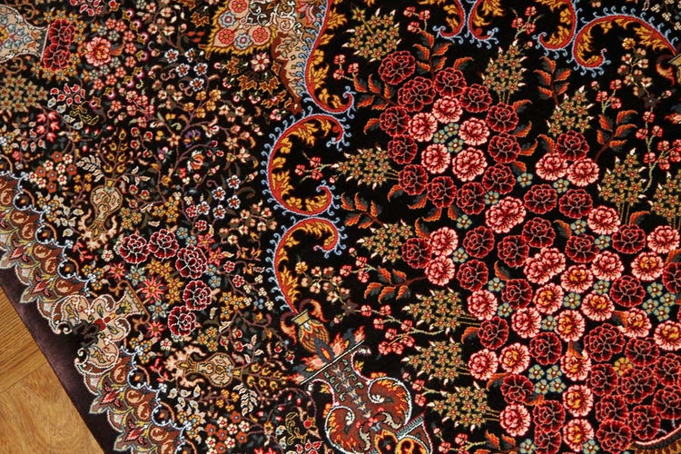 最高級シルク絨毯豪華な花入れ模様ペルシャ絨毯56059、サイズ:122x7、