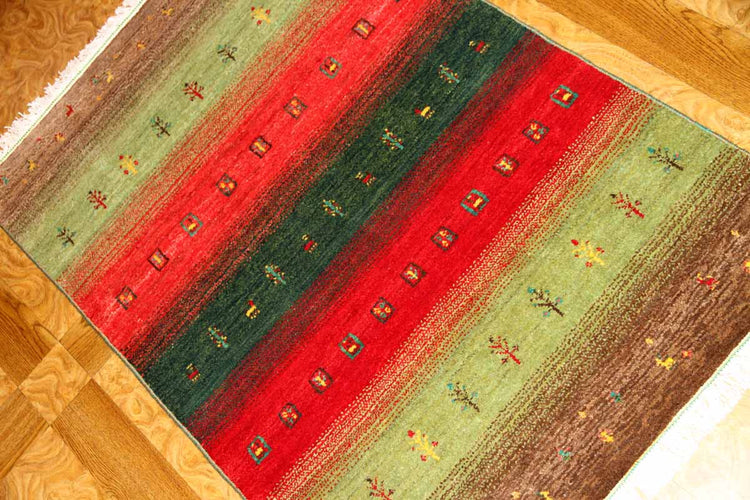 最高級イラン製ギャッベのアクセントラグメリノウール26353 , サイズ:120x83 CM