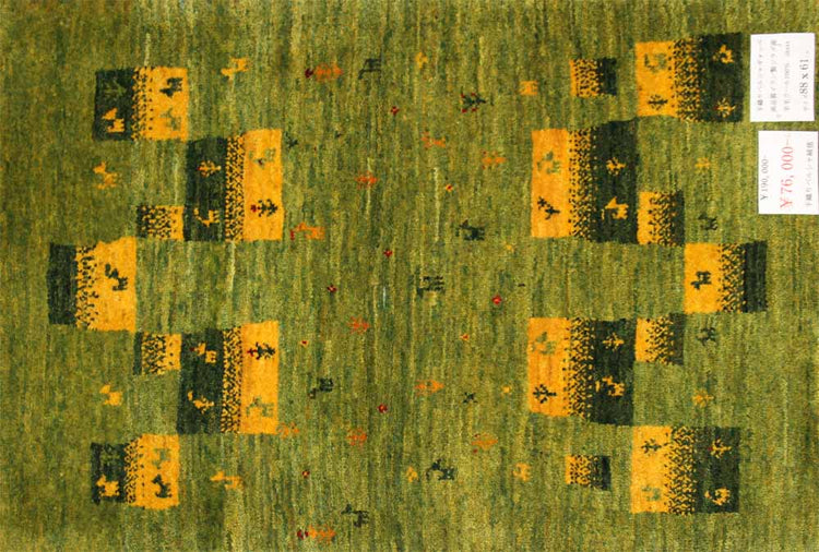 高品質手織りペルシャギャッベコルデスタンギャッベイラン製58444、サイズ:88x61cm(フサ含まず)
