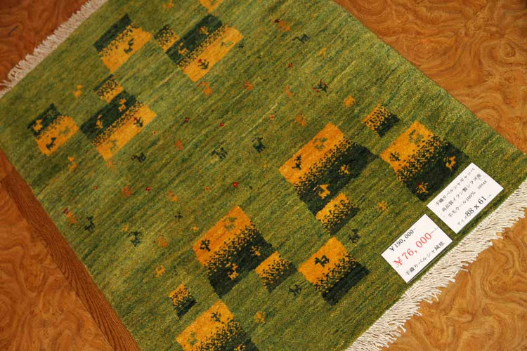 高品質手織りペルシャギャッベコルデスタンギャッベイラン製58444、サイズ:88x61cm(フサ含まず)