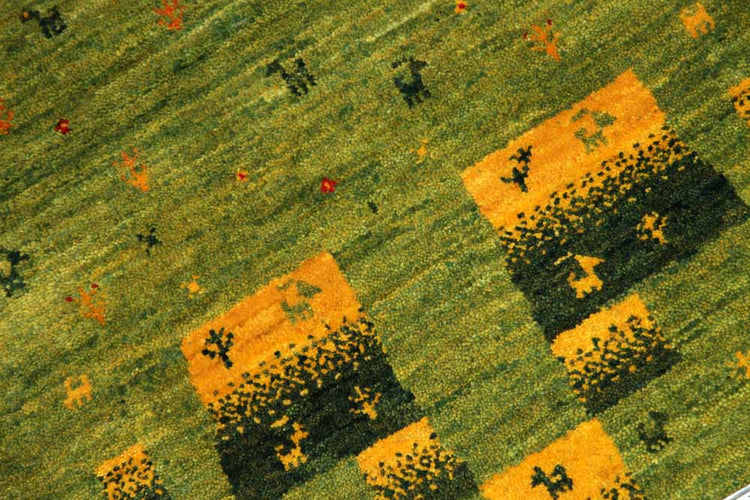 高品質手織りペルシャギャッベコルデスタンギャッベイラン製58444、サイズ:88x61cm(フサ含まず)