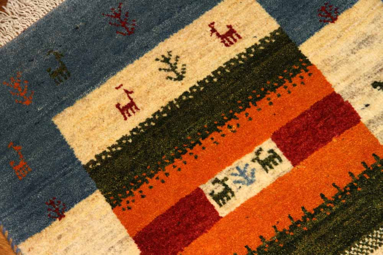 イラン直輸入コルデスタンギャッベ非常に珍しい高品質ギャッベ192101、サイズ:92x61cm(フサ含まず)