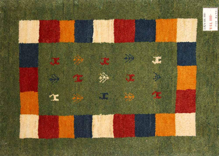 細かい織り方のギャッベコルデスタン産ウール26285、サイズ:98x65cm(フサ含まず)