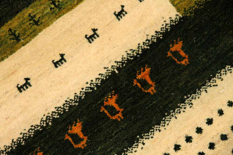 高品質手織りペルシャギャッベコルデスタンギャッベイラン製58421、サイズ:87x62cm(フサ含まず)