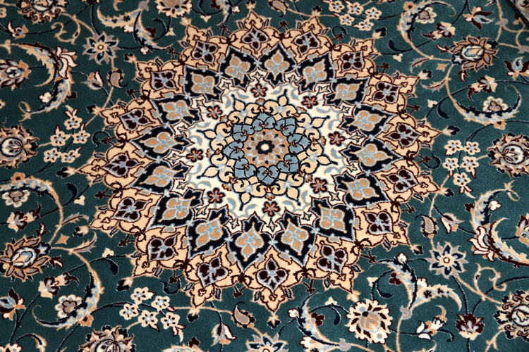 高品質の手織りナイン絨毯有名工房77792、和風なセンターラグ、サイズ:200x139 CM