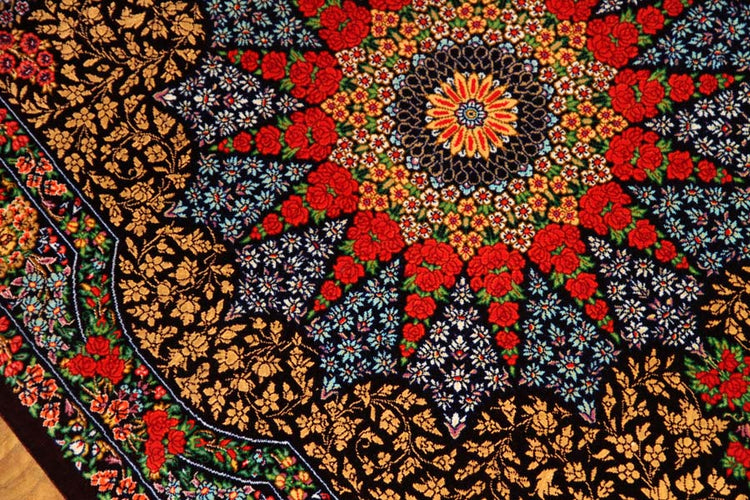 ペルシャ絨毯のクムシルクとても高品質マット57009,サイズ:122x76 CM