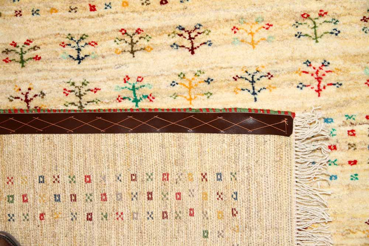 高品質のイラン製ギャッベ、メリノウールペルシャ18316、サイズ:203x156cm(フサ含まず)