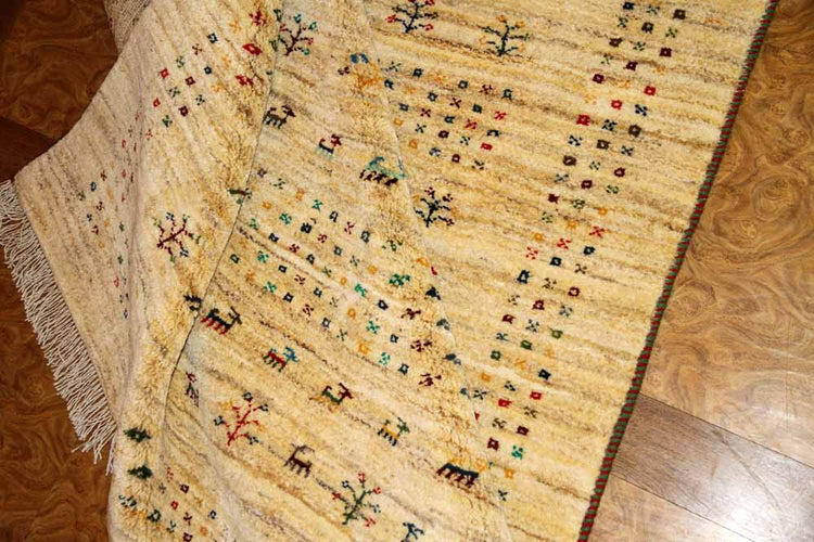 高品質のイラン製ギャッベ、メリノウールペルシャ18316、サイズ:203x156cm(フサ含まず)