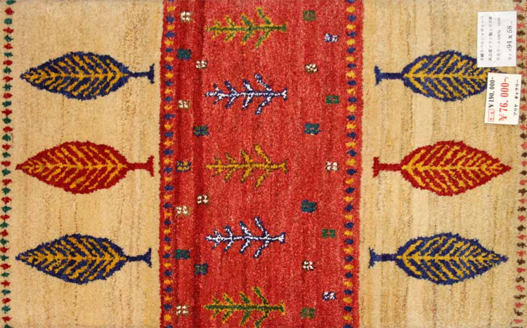 カラフルな高品質コルデスタンギャッベイラン製58160、サイズ:94x58cm(フサ含まず)
