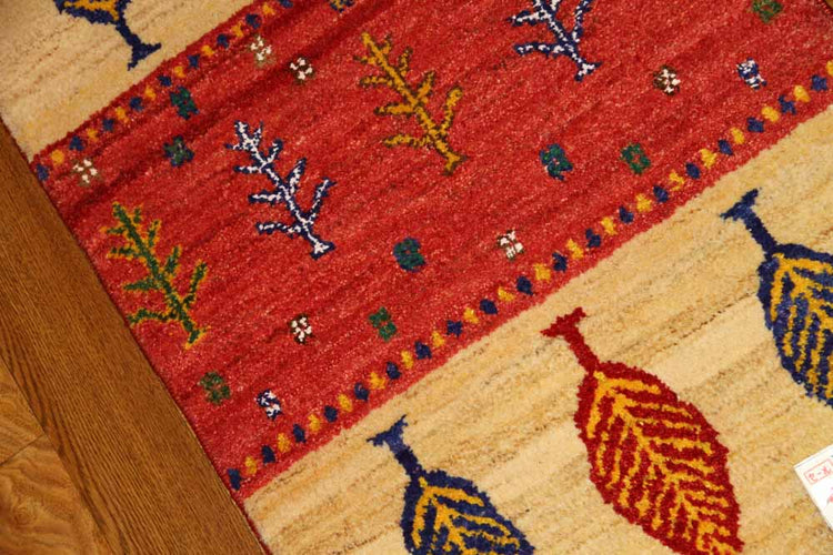 カラフルな高品質コルデスタンギャッベイラン製58160、サイズ:94x58cm(フサ含まず)
