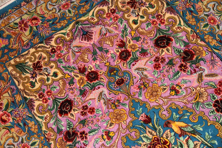 イスファハン産手織りペルシャ絨毯、高級ラグの直輸入311700、サイズ:236x155cm(フサ含まず)
