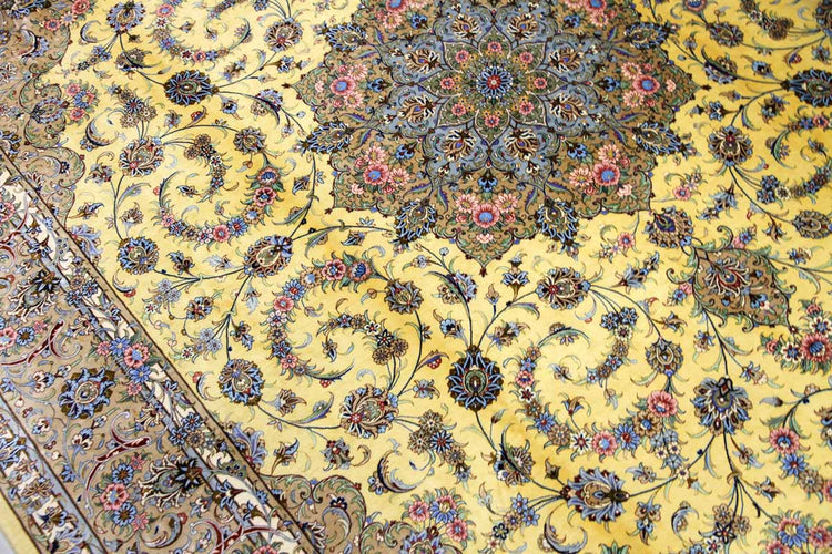 最高級カシャーンシルクリビング手織りペルシャ絨毯75198 , サイズ:250x200cm