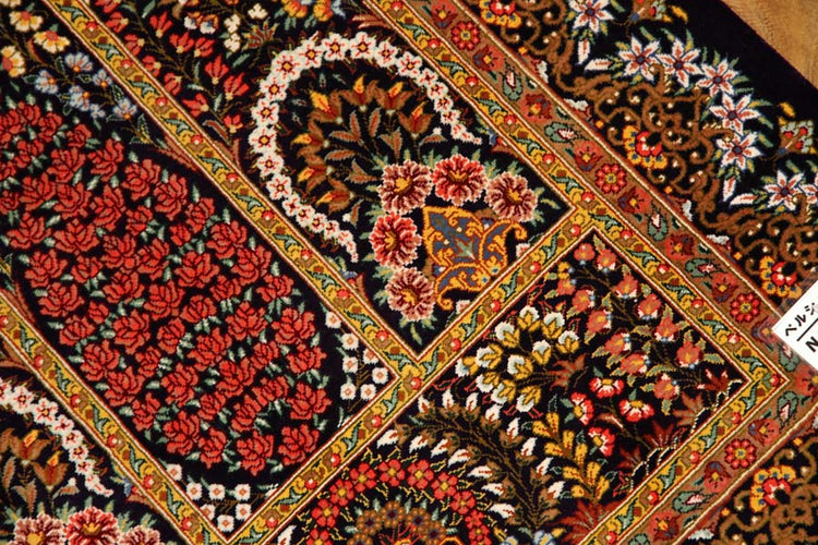 高級手織りペルシャ絨毯ヘシティーデザインシルクの玄関マット57003、サイズ: 90x61cm