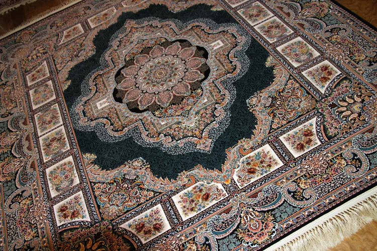 イラン製機械織りリビングカーペット正方形990083J,サイズ:200x200cm(フサを含まず)