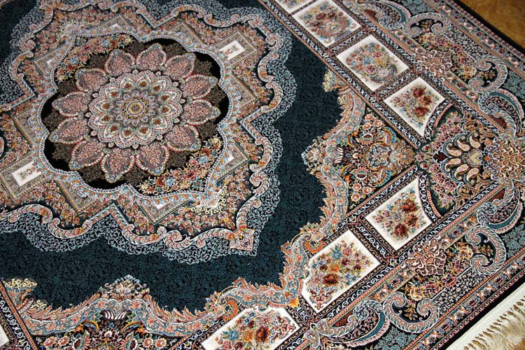 イラン製機械織りリビングカーペット正方形990083J,サイズ:200x200cm(フサを含まず)