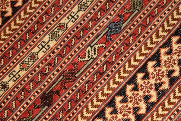 高級シルジャンキリム草木染めラグサイズ34582,サイズ:190x130cm(フサ含まず)