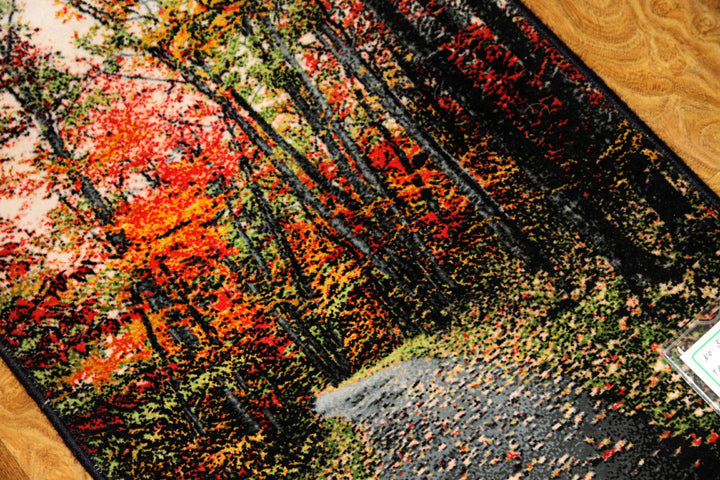じゅうたん紅葉の風景、自然景色のペルシャ50102、ペルシャ絨毯壁掛け、サイズ:71x51cm(フサ含まず)