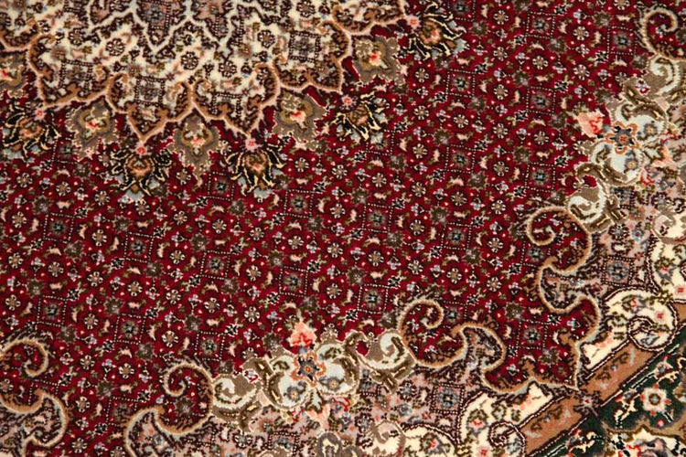 最高級ペルシャ絨毯丸い形タブリーズマヒデザイン29888、サイズ:152x152cm(フサ含まず)