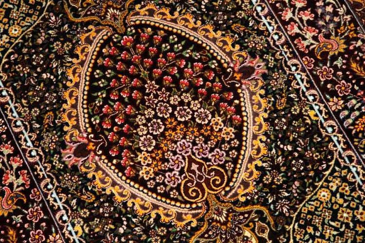 逸品の手織りペルシャ絨毯シルクの玄関マット56034、サイズ: 90x60 CM