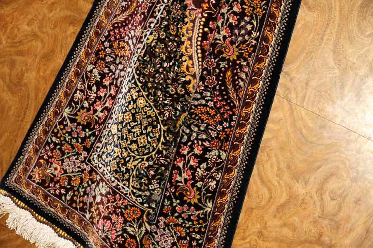 逸品の手織りペルシャ絨毯シルクの玄関マット56034、サイズ: 90x60 CM