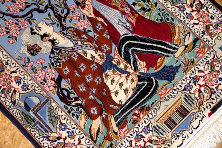 壁掛け絨毯のイスファハン産地ペルシャ50133、サイズ:115x80 CM