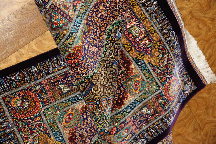ジャムシディー有名工房センターラグ、手織りペルシャ絨毯60025,サイズ:160x101 CM (フサ含まず)