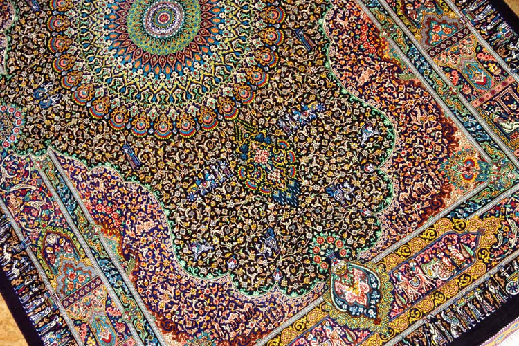 ジャムシディー有名工房センターラグ、手織りペルシャ絨毯60025,サイズ:160x101 CM (フサ含まず)
