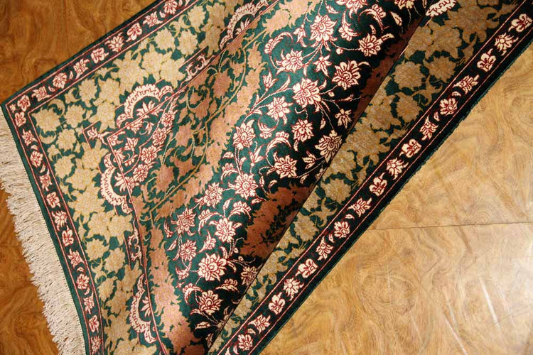 ペルシャ絨毯クム産地玄関マット31039, イラン高級ペルシャ絨毯シルクサイズ:120x80 CM