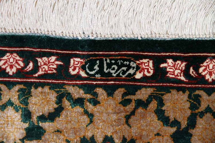ペルシャ絨毯クム産地玄関マット31039, イラン高級ペルシャ絨毯シルクサイズ:120x80 CM