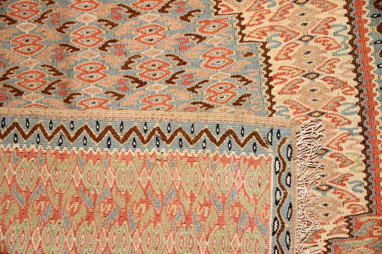 高級手織りペルシャキリムセネ産地ウール46518、サイズ:111x75CM(フサ含まず)