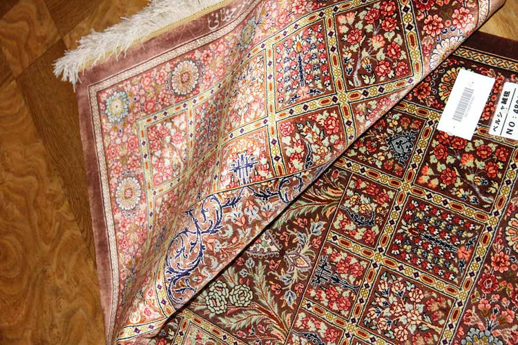 ハイクオリティーペルシャシルク絨毯48010、サイズ:90x60 CM