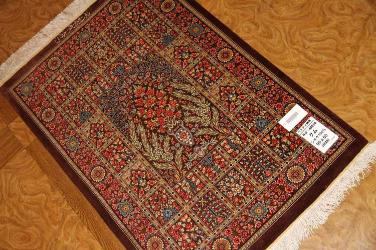 ハイクオリティーペルシャシルク絨毯48010、サイズ:90x60 CM