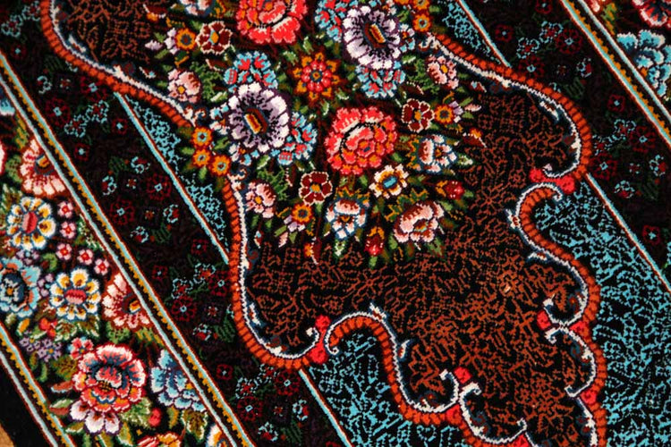 小さい玄関マットとても高品質の手織りペルシャ絨毯クムシルク60056,サイズ:62x40 CM