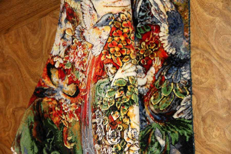 ペルシャ絨毯のタブリーズ珍しいピクチャー模様55354、farshchiyan carpet design、サイズ:80x57 CM