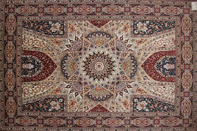 珍しいデザイン高級手織りペルシャラグ絨毯59005、サイズ:207x150 cm (フサ含まず)