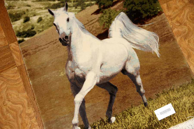 白馬絨毯、ペルシャ絨毯タブリーズピクチャー模様55357、サイズ:75x59 CM