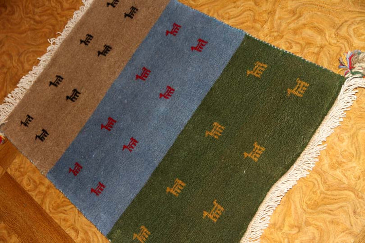 高品質の玄関マット手織りペルシャギャッベイラン直輸入225500、サイズ:86x58cm(フサ含まず)
