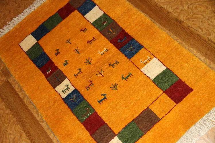 羊毛ウールの高級細かい織り方のギャッベ188113 , サイズ:126x86 CM