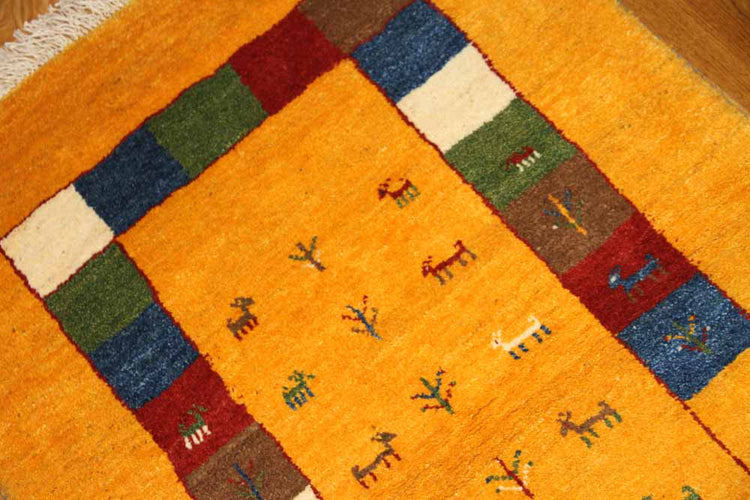 羊毛ウールの高級細かい織り方のギャッベ188113 , サイズ:126x86 CM